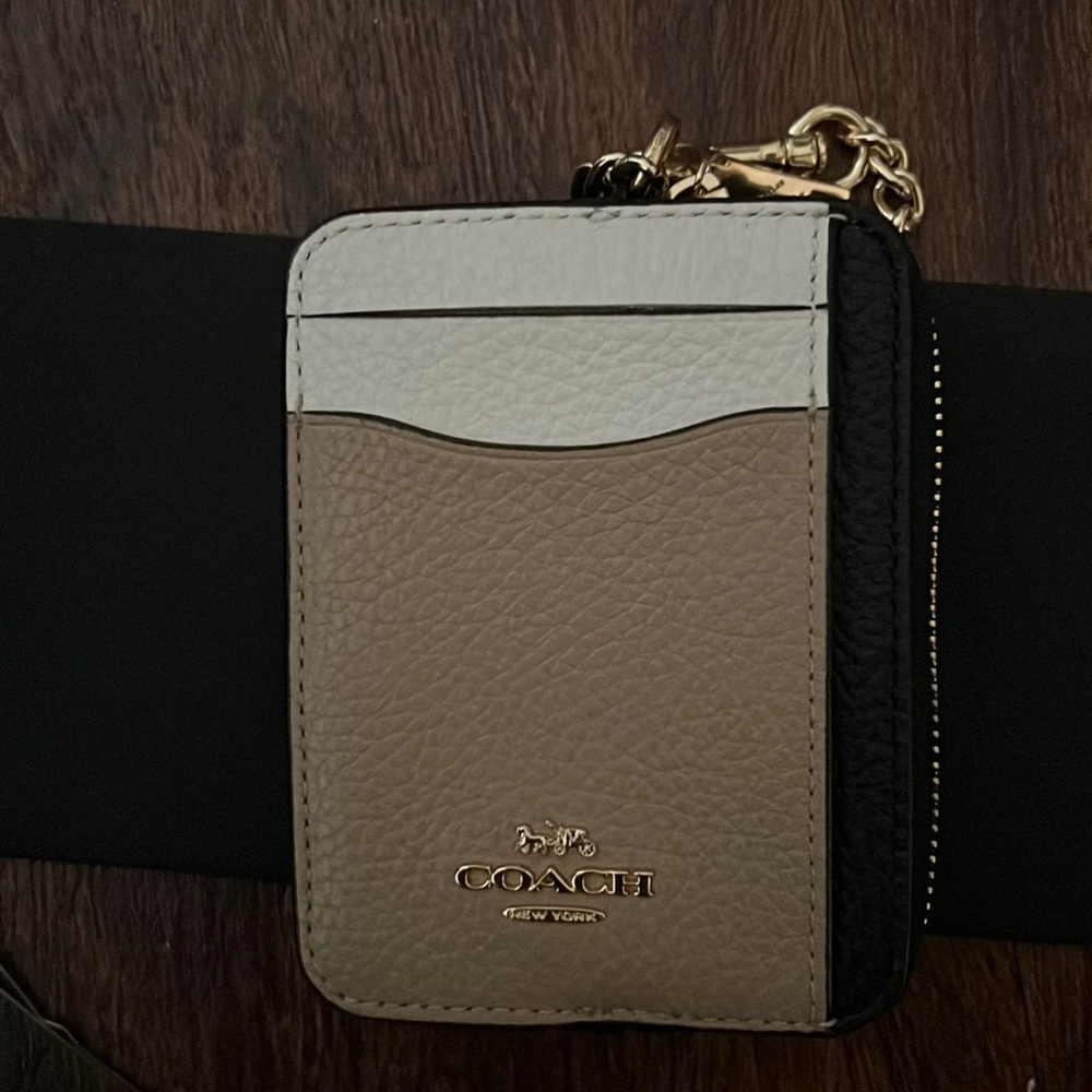 Coach Color Block Zip Card Case